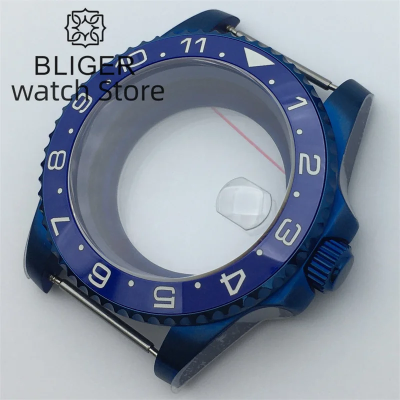 BLIGER 40mm 120 Snap Blue coated men's case Blue bezel suitable for NH35 NH36 NH34 ETA2824 PT5000 Miyota 9015 automatic movement