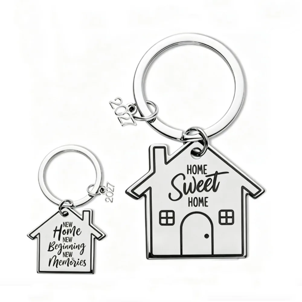 New SWEET HOME Keychain Housewarming Gift Moving in New House Stainless Steel Keychain for House Jewelry Accessories Pendant