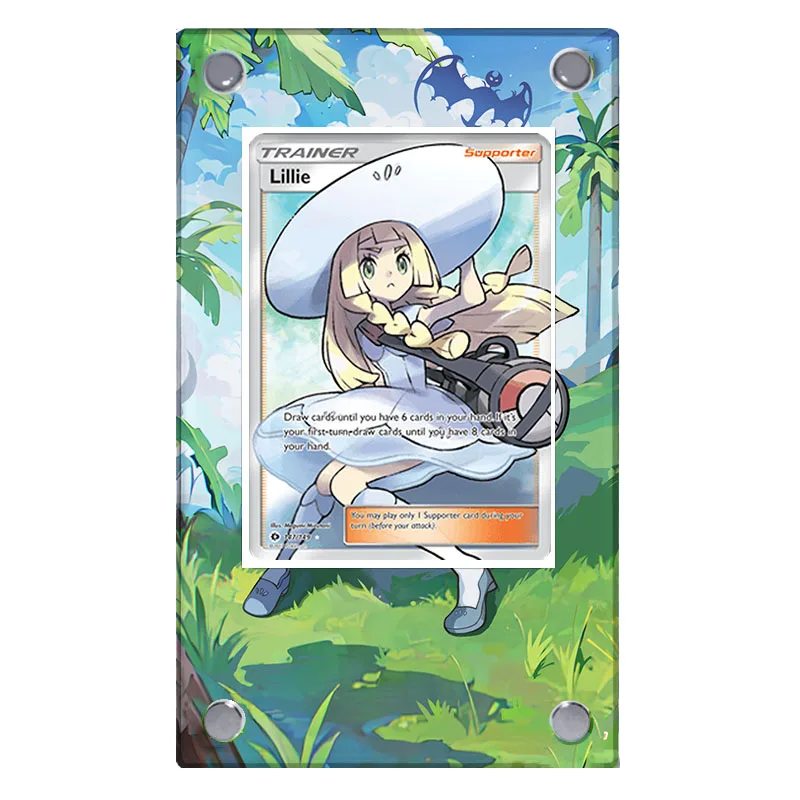 Pokemon Lillie Ribombee Acrylic Extended Painting Stuck Brick Creative Desktop Decorations Game Collection Card Display Stand