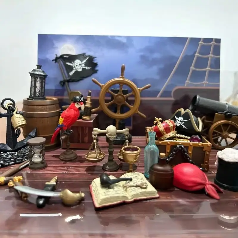 

In Stock Re-Ment Pirate Captain Crew Miniature Nautical Items Set Action Figure Collection Decoration Model Toy Birthday Gifts