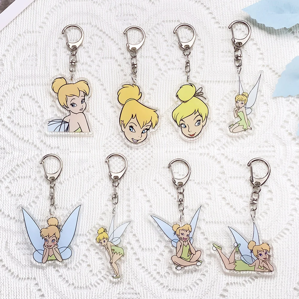 

1/14PCS Disney Tinker Bell Acrylic Keychain Accessories Cute​ Keyrings Friends Gifts Funny Cartoon​ Bag Charms Backpack Pendant