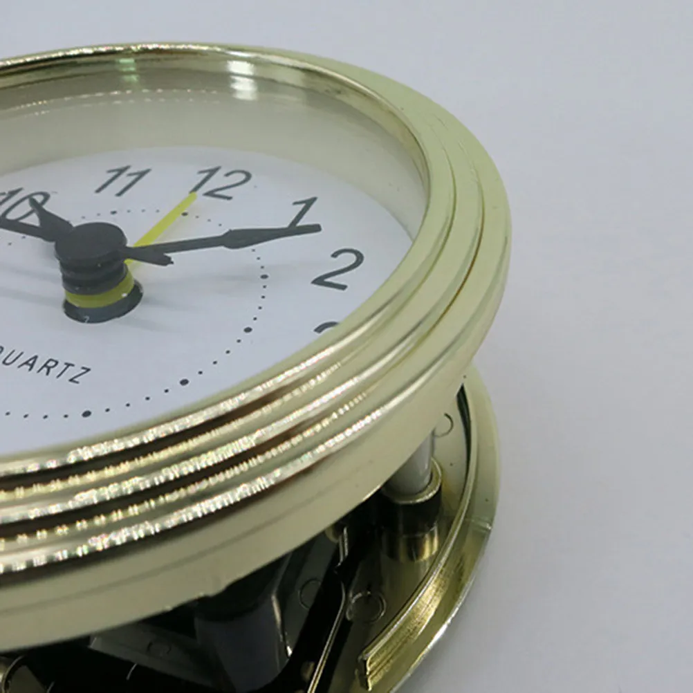 78 Mm Round Quartz Clock with black Arabic Numerals White Dial Clear Glass Lens Gold Plastic Bezel for Hotel Office DIY