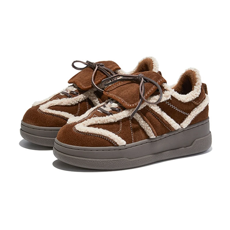 

AIYUQI 2025 New Winter Women's sneakers Fleece-lined Flats Dexun Women Shoes Genuine Leather, Stylish, Non-slip female Shoes