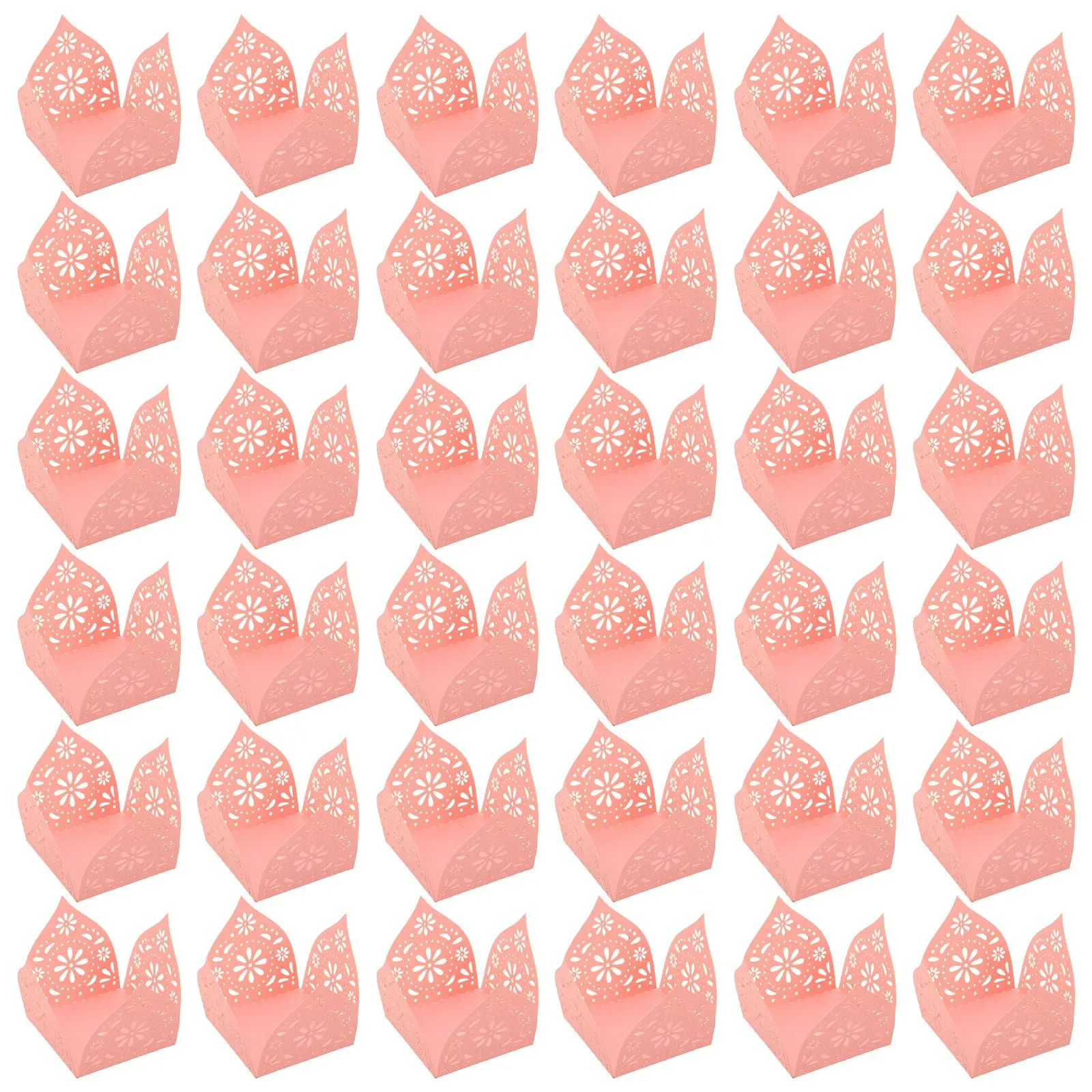 

50pcs Decorative Candy Boxes Hollow Design Party Favor Cups Valentines Day Chocolate Box Lace Trim Baking Cup Liners Truffle