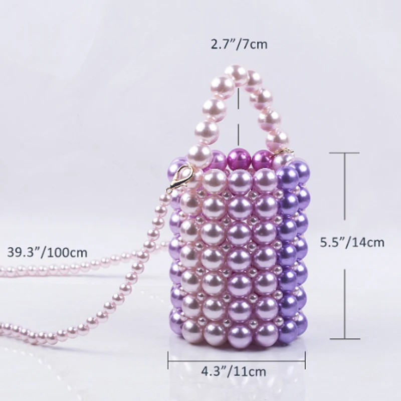 Hand Woven Colorful Pearl Evening Bags for Women Luxury Small Beaded Flap Box Pearl Clutch Purses Ladies CrossBody Bag