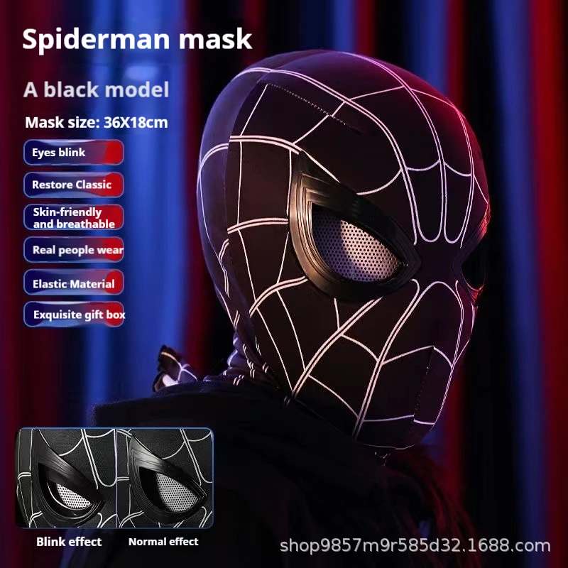Hottoys Spider-Man No Way Home Ruchome Oczy Elektryczna Migająca Maska Luksusowy Hełm Cosplay Dekoracja Zabawka dla Fanów