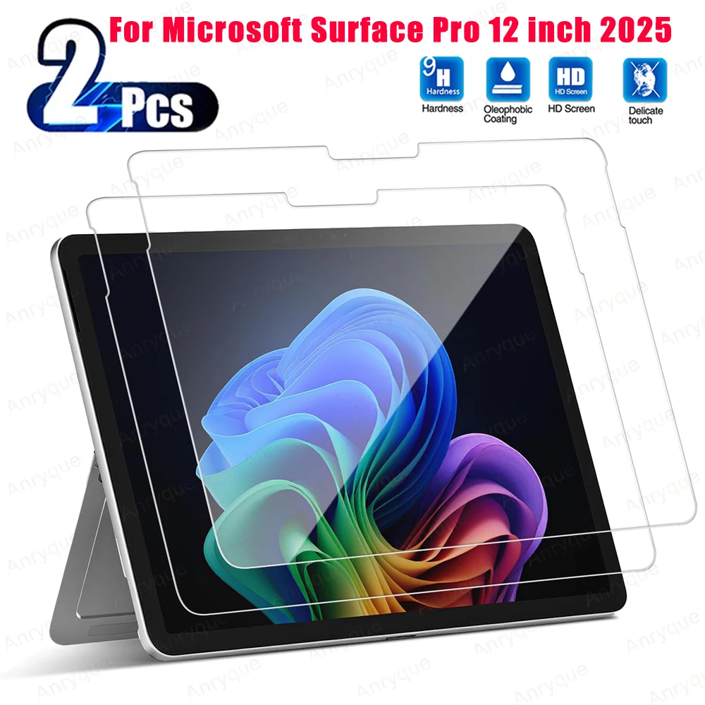 

1-2 шт. 9H закаленное стекло Защитная пленка для экрана для Microsoft Surface Pro 12 дюймов 2025 Tablet HD Прозрачная защитная пленка против царапин