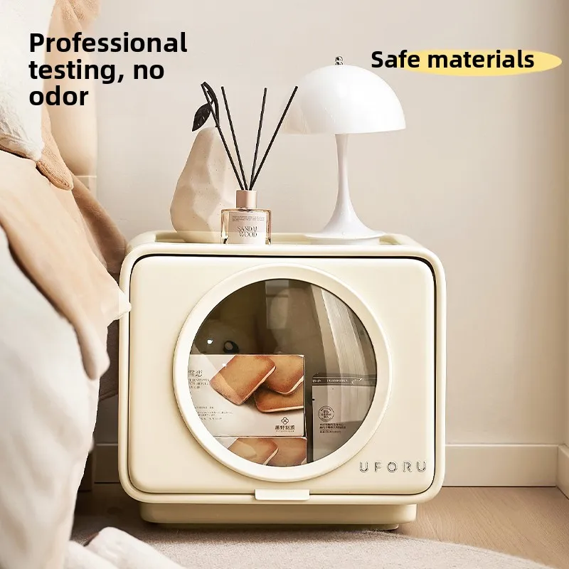 Modern Flip Top Nightstand Bedside Table with Storage for Bedroom Home