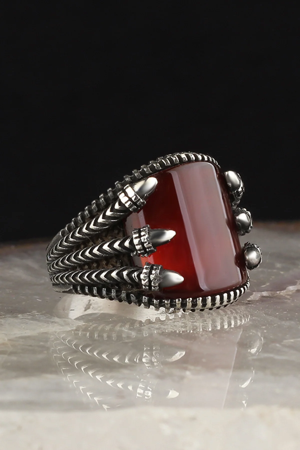 

Claw Model Agate Gemstone 925 Sterling Silver Men 'S Ring