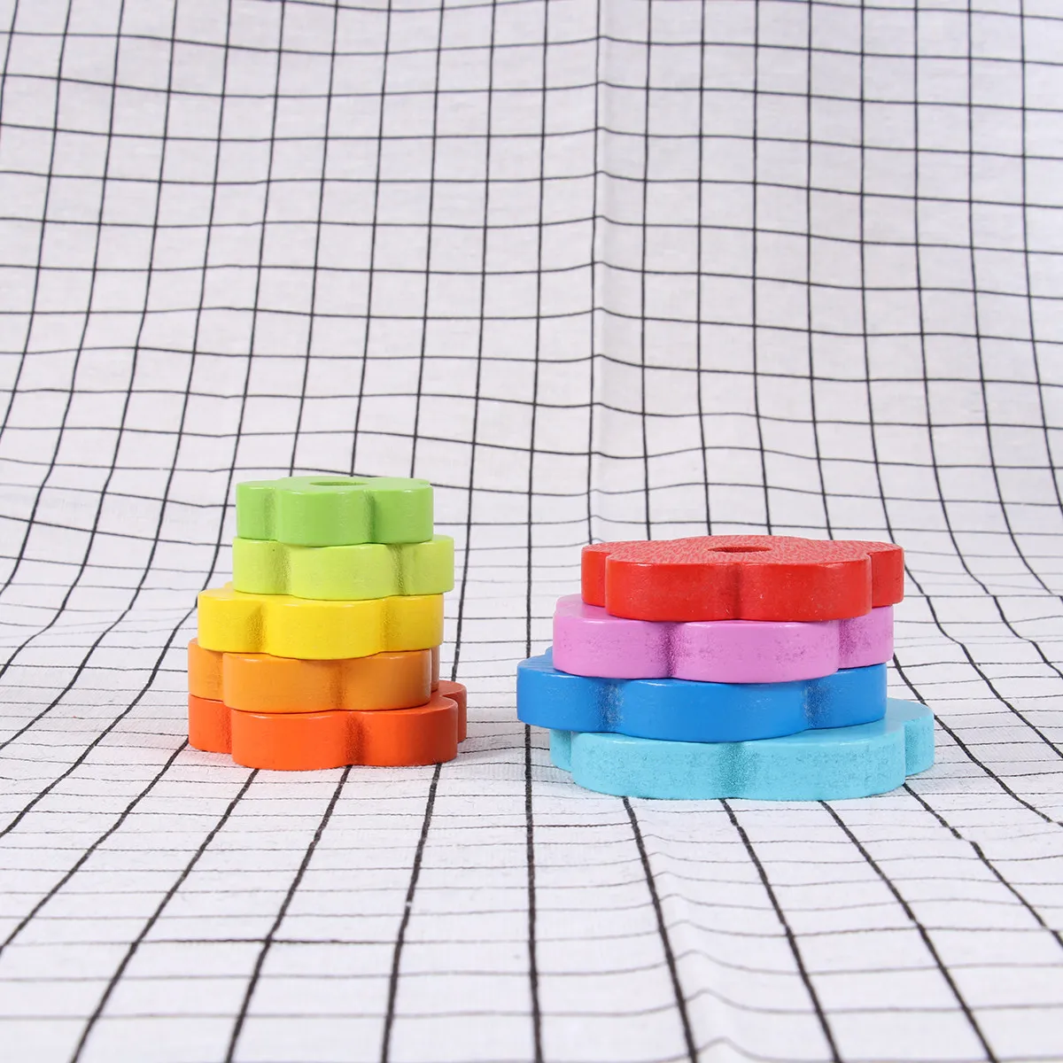 Creative Rainbow Stacking Circle Tower Set Wooden Game for Kids Babies Educational Hand Eye Coordination Memory Imagination
