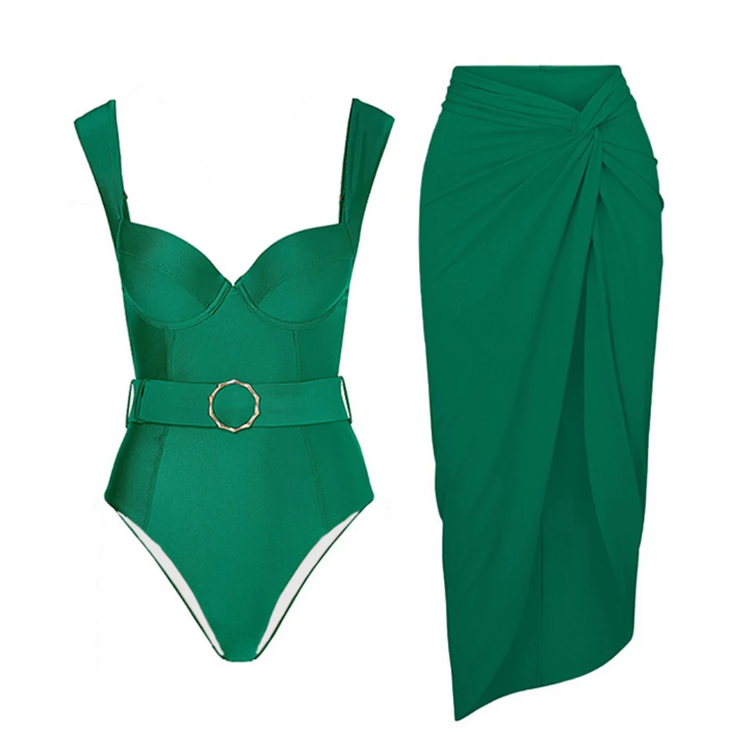 S - XL Sexy mit Gürtel und Rock, mit Bügel, hoher Beinausschnitt, Damen-Badeanzug, einteiliger Badeanzug, Damen-Badebekleidung, Badeanzug, Modell V5170 – Detail 12