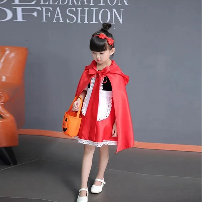 فستان ليتل ريدي بقلنسوة لركوب الخيل للأطفال الصغار والبنات التنكرية للأطفال الأميرة الهالوين كوس تنورة حمراء ملابس للأطفال هدايا #2