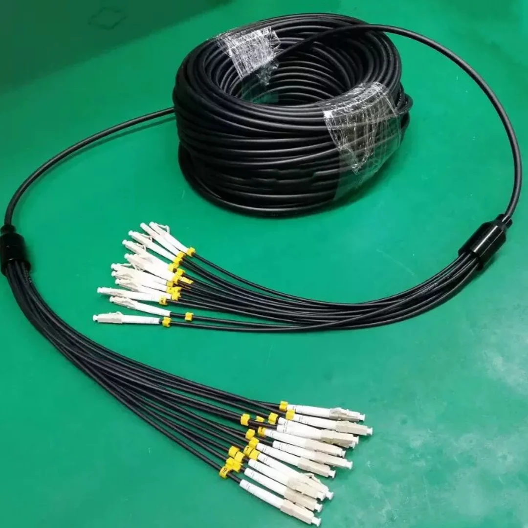 

12 cores OM4 TPU Armored fiber patch cord 100m150m200m300m 12C SC LC FC ST APC Multimode 12 fibers optical fibre jumper outdoor