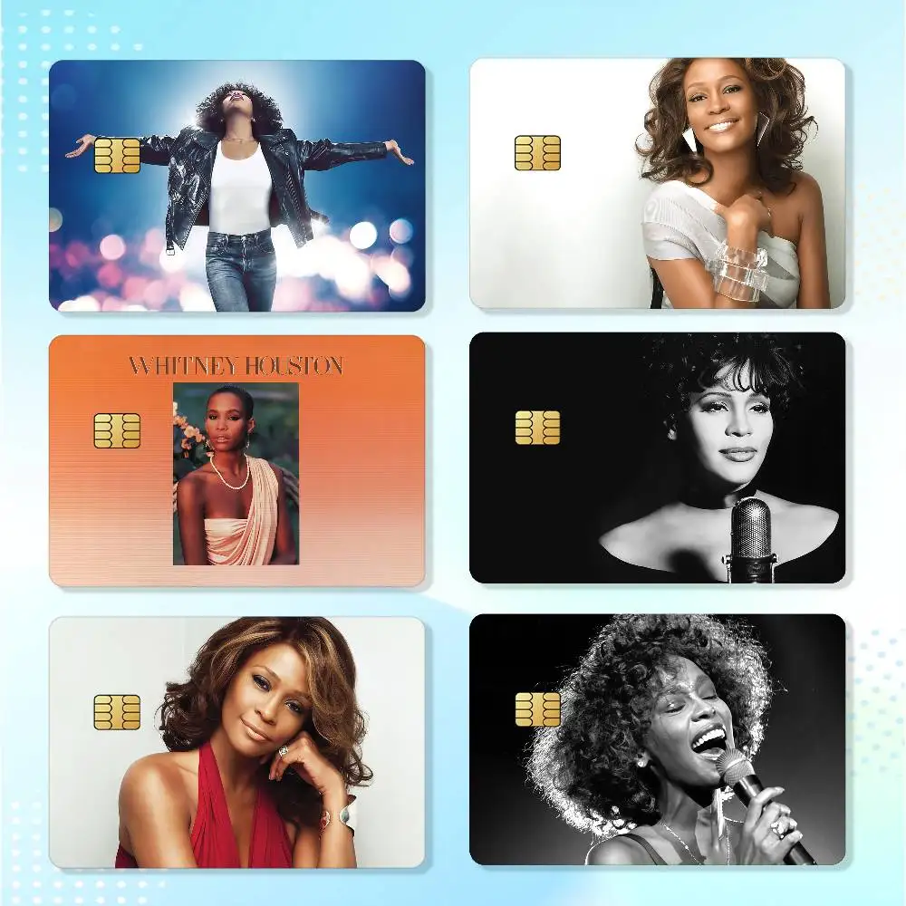 Singer W-Whitney H-Houston Waterproof Card Stickers For Credit Cards Debit Cards And Transit Cards 4pcs