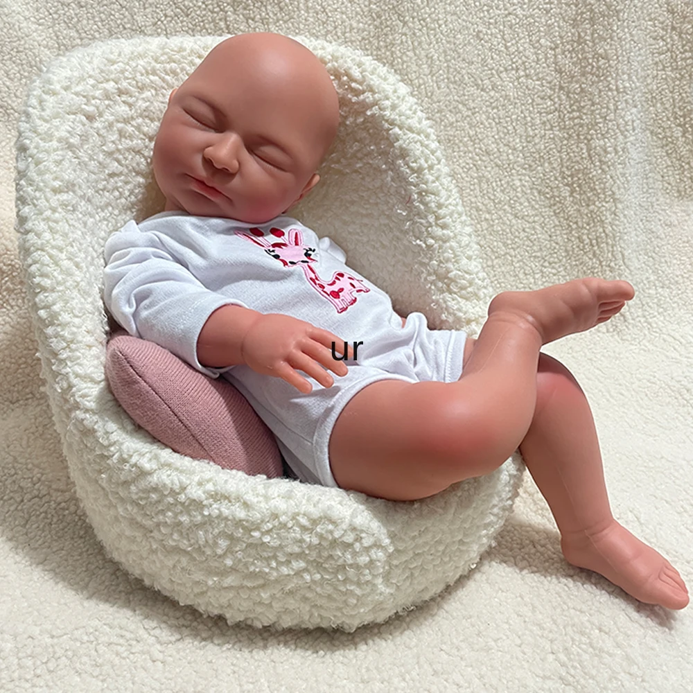 Muñeca de bebé reciclada de silicona sólida de 22 pulgadas hecha a mano, lavable, suave, pintada por artistas de niñas recién nacidas, juego de regalos navideños de 8,6 libras