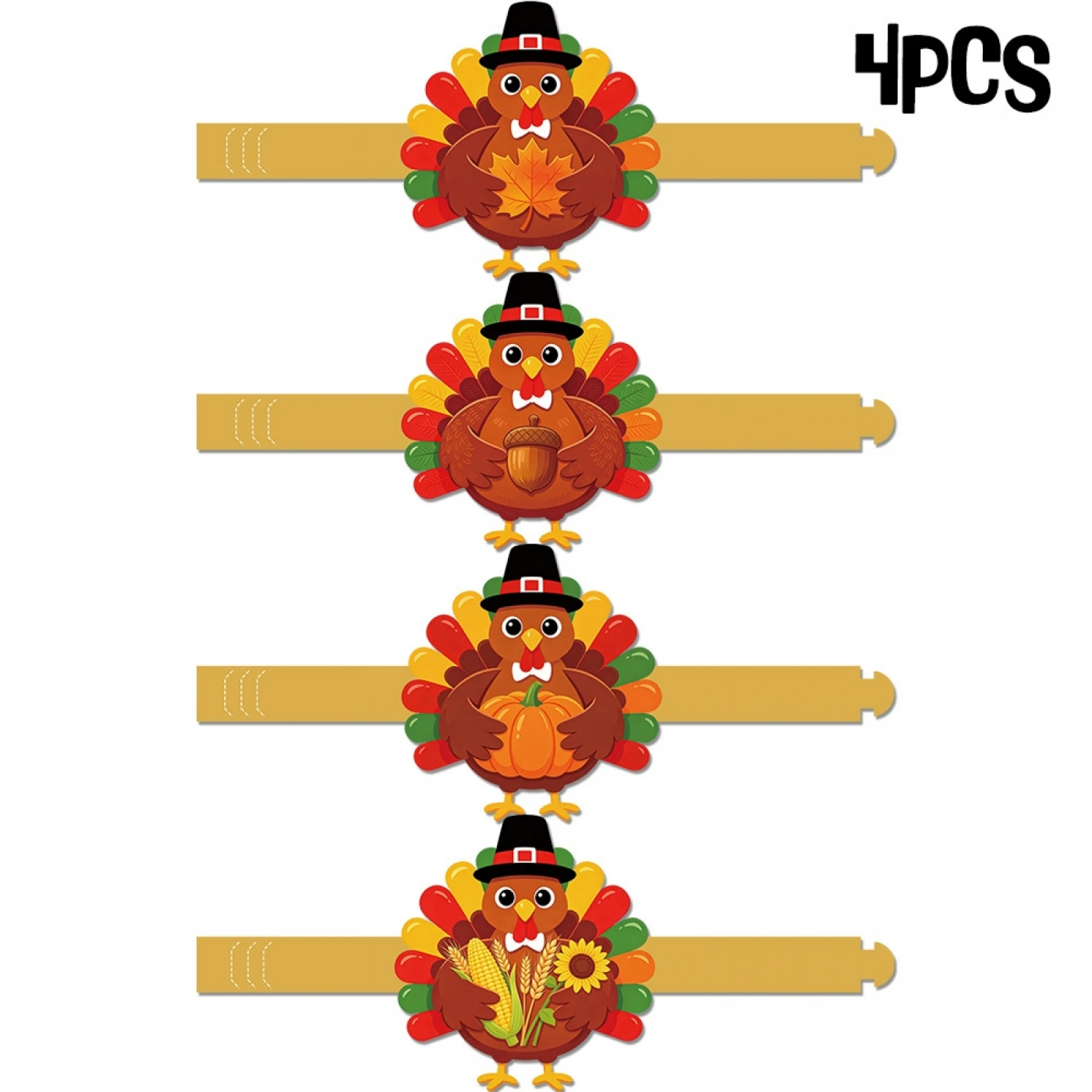 Turkey Napkin Rings Creative Thanksgiving Paper Dinner Table Napkin Holders