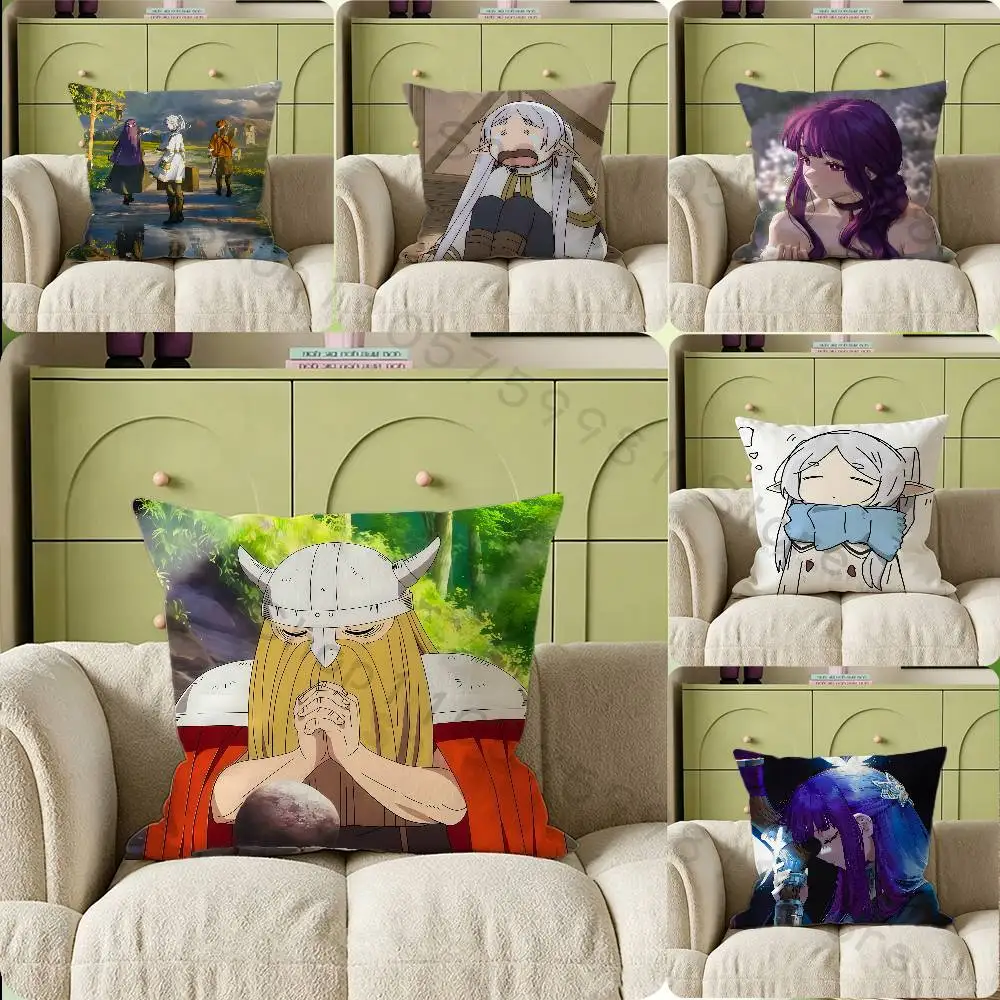 Good Funny Anime Fern Stark Himmel Frieren Print Throw Pillow Cover Square Cushion Case for Living Room Bedroom Decor