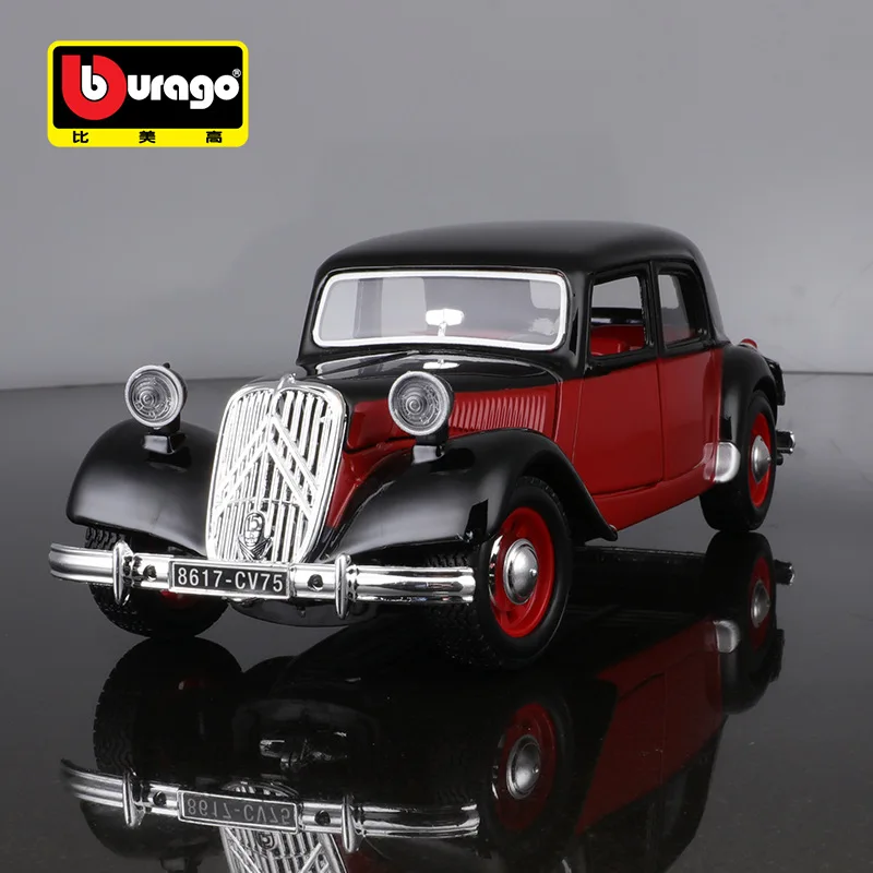 Bragago-Alloy Ford Model Collection, carro vintage, entusiasta do carro profissional, ornamento estático, presente do brinquedo, vermelho, amarelo, 1:24, 1929