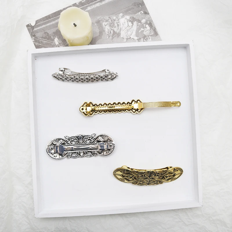 Viking Hairpin Nordic Celtics Knots Crown Vintage Metal Hair Barrettes Dragons Slide Hair Clip Women Hair Jewelry Accessorie