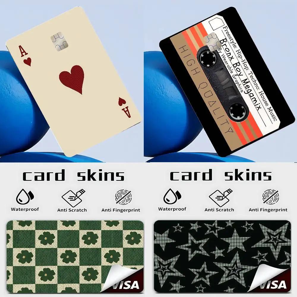 Poker Card Billiards 8 Pattern Credit Card Skin Stickers Matte Anti Scratch Suitable For Bus And Subway Contactless IC Cards