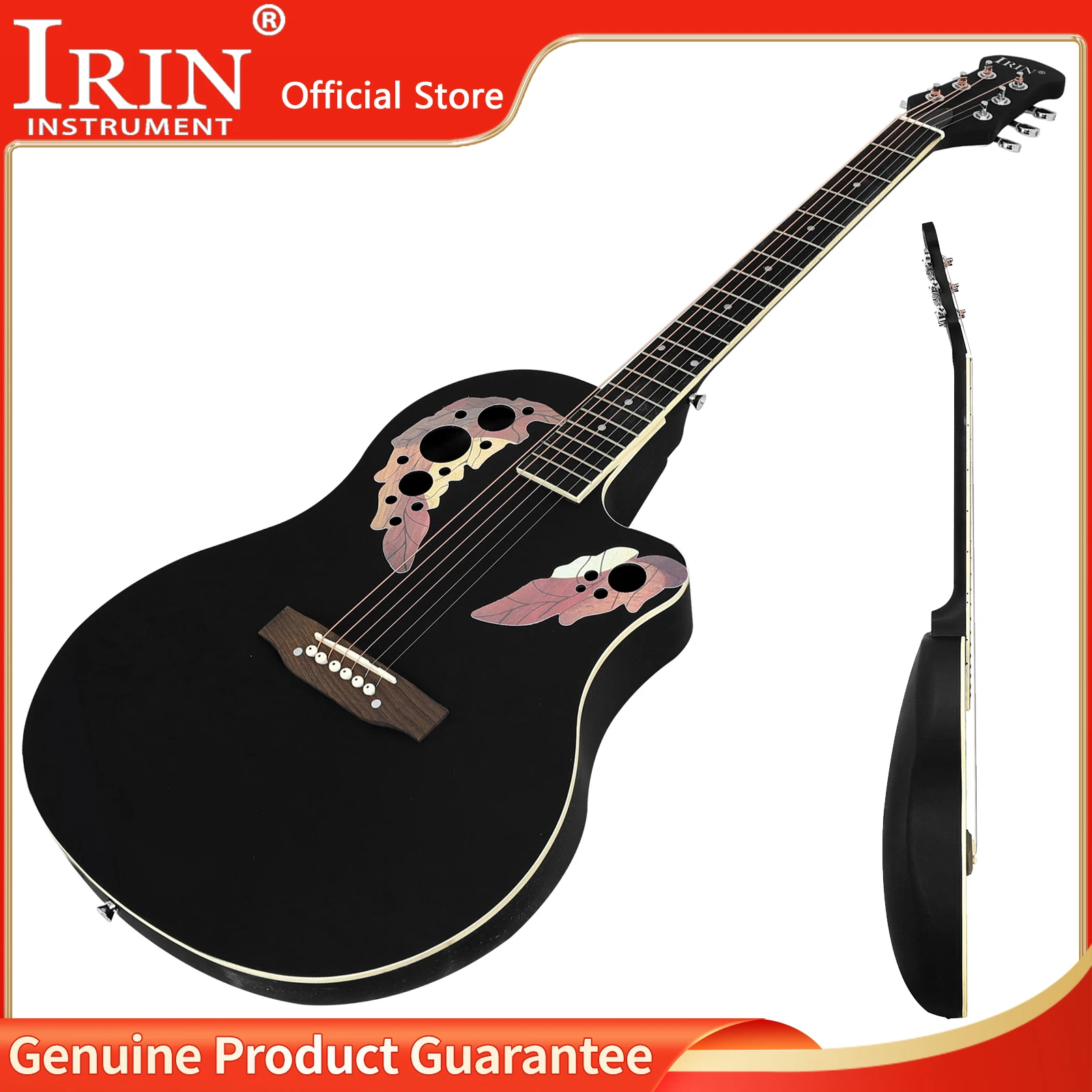 

IRIN Acoustic Guitar AR-1 6-String Folk Guitar with Guitar Bag Spruce Panel ABS Back&Sides Board Arched Back Enhanced Resonance