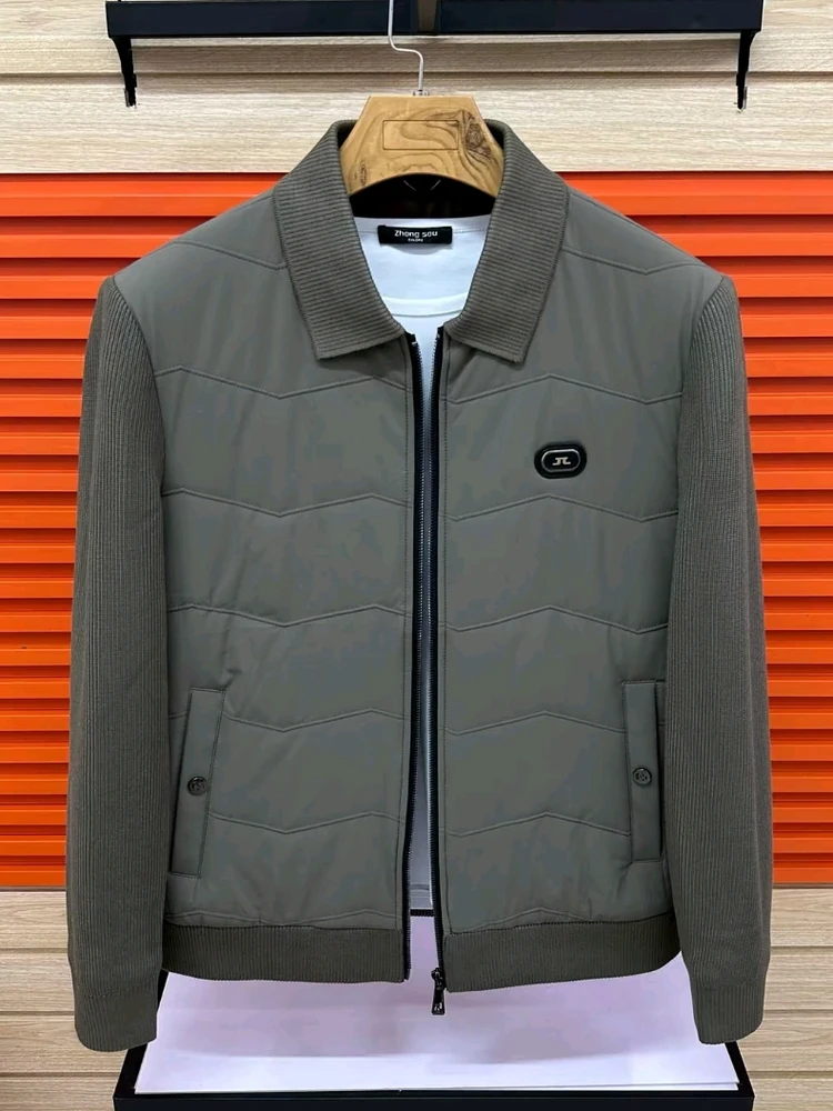 

Fall New Men's Knitted Sve Jaet Stand Collar Luxury Faion Cool Stand Fit Youth ular Antimicrobial Chinese Made