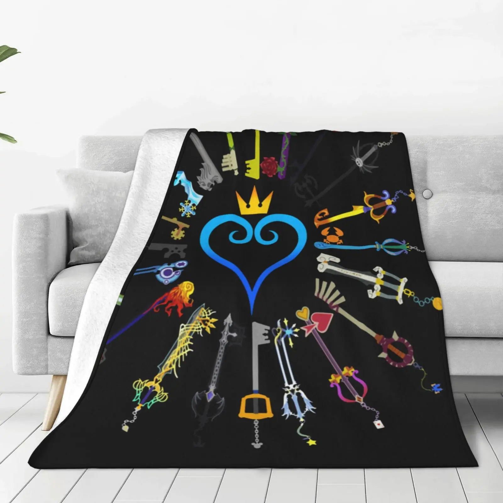 Kingdom Hearts Keyblades Fashion Soft Warm Flannel Blanket Sora Keyblade Riku Kairi Heartless Kh Gaming Kingdom Hearts 3 Square