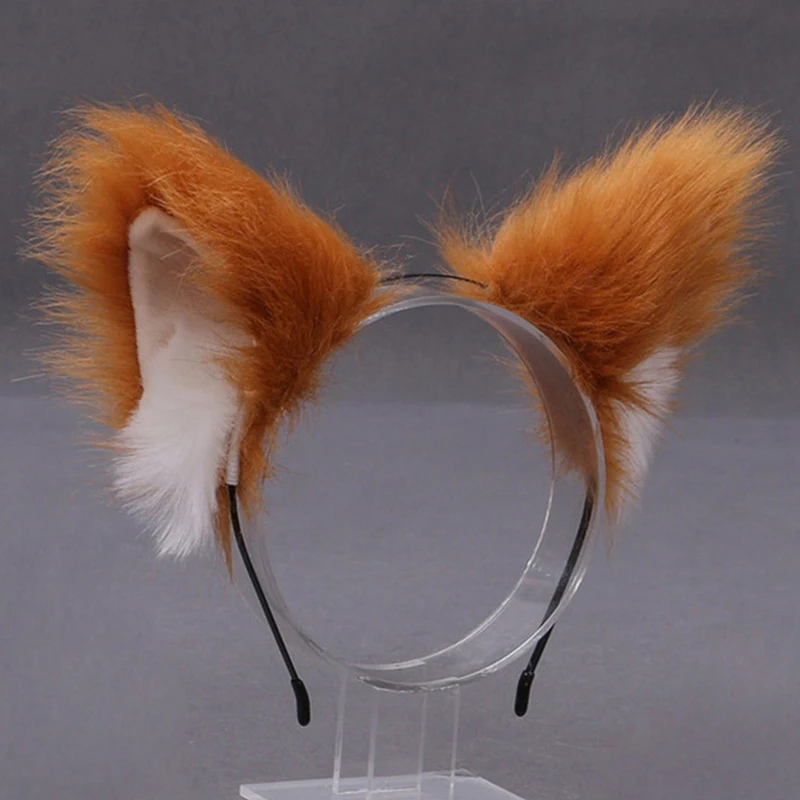 Fluffy Fox Cat Ear Plush Headband Soft Furry Hair Hoops Cute Animal Cosplay Hair Accessories for Girls Women Masquerade Party view 3