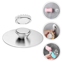 1 Set Wall-mounted Soap Holder Stainless Steel Magnetic Soap Organizer (Silver) Suction cup Nail-free Soap Holder for Bathroom