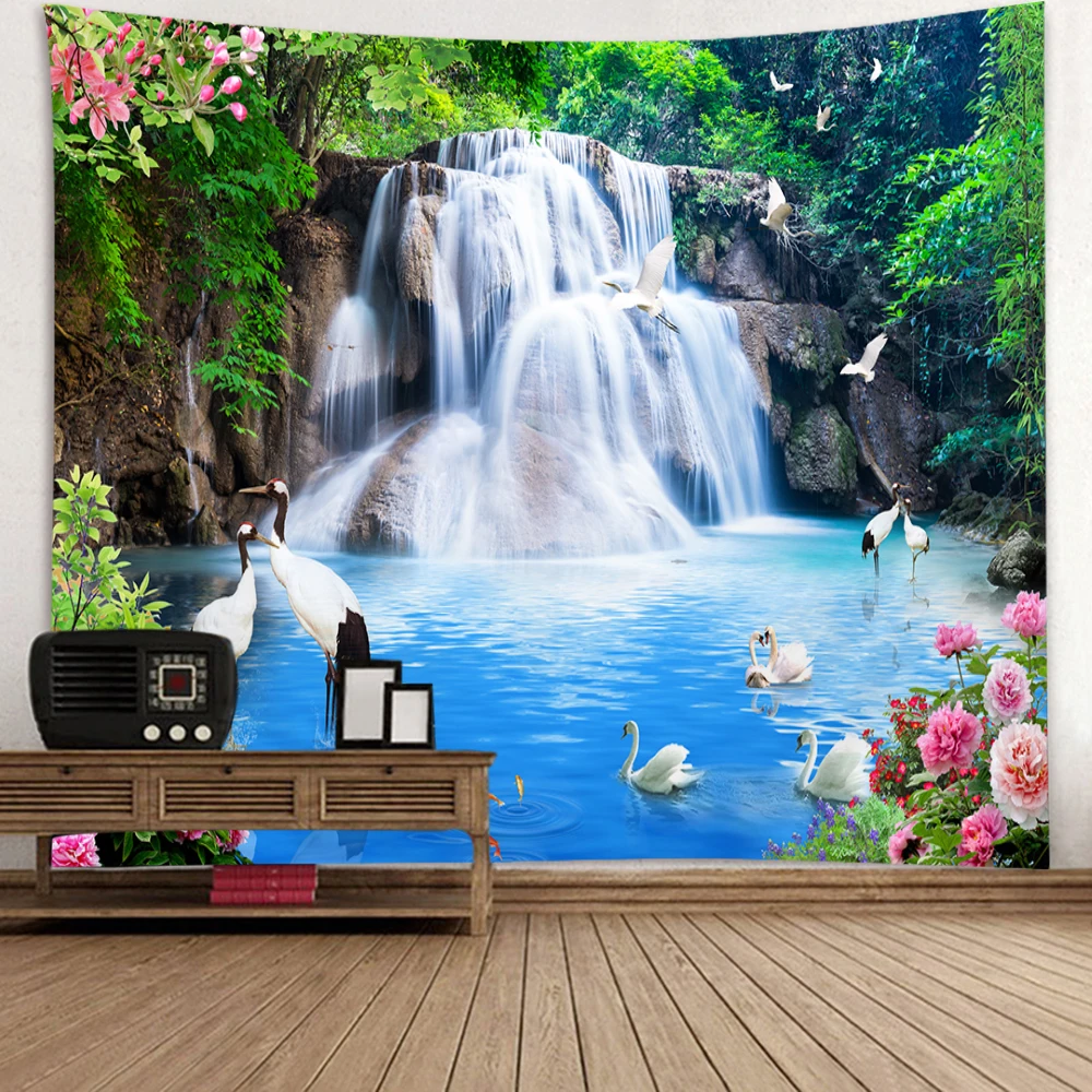 Chinese Landscape Painting Natural Scenery Tapestry Bohemian Decoration For Bedroom Tapestries Indie Room Decor Mural Tapestries