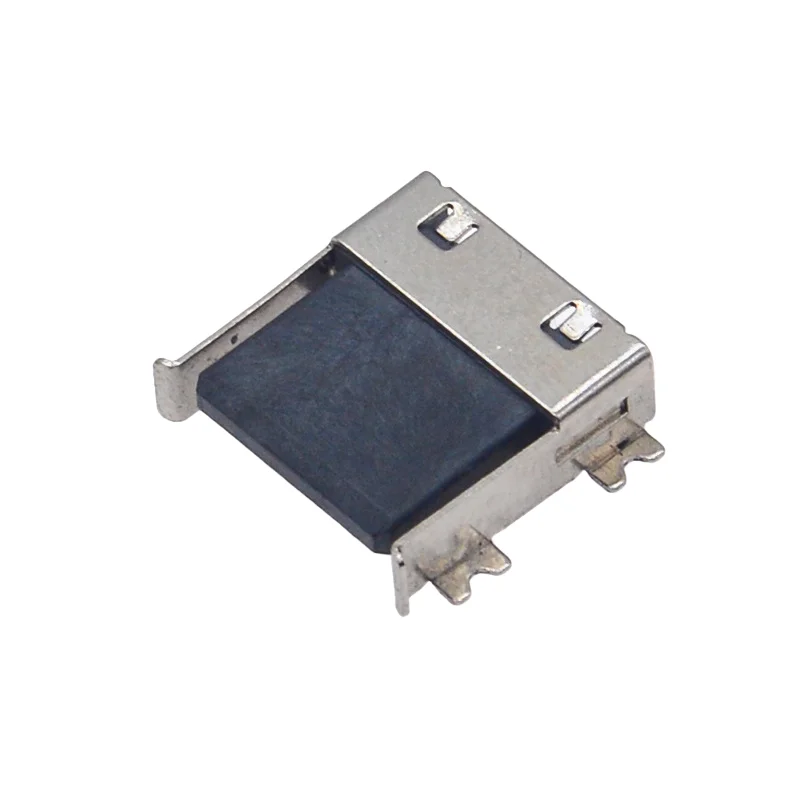 10PCS Ultra Thin 4.6mm Height USB-A Female Connector, Semi-Cover 4-Pin SMT Mount, Simple Shell, Black Nylon Crimp Type Standoffs