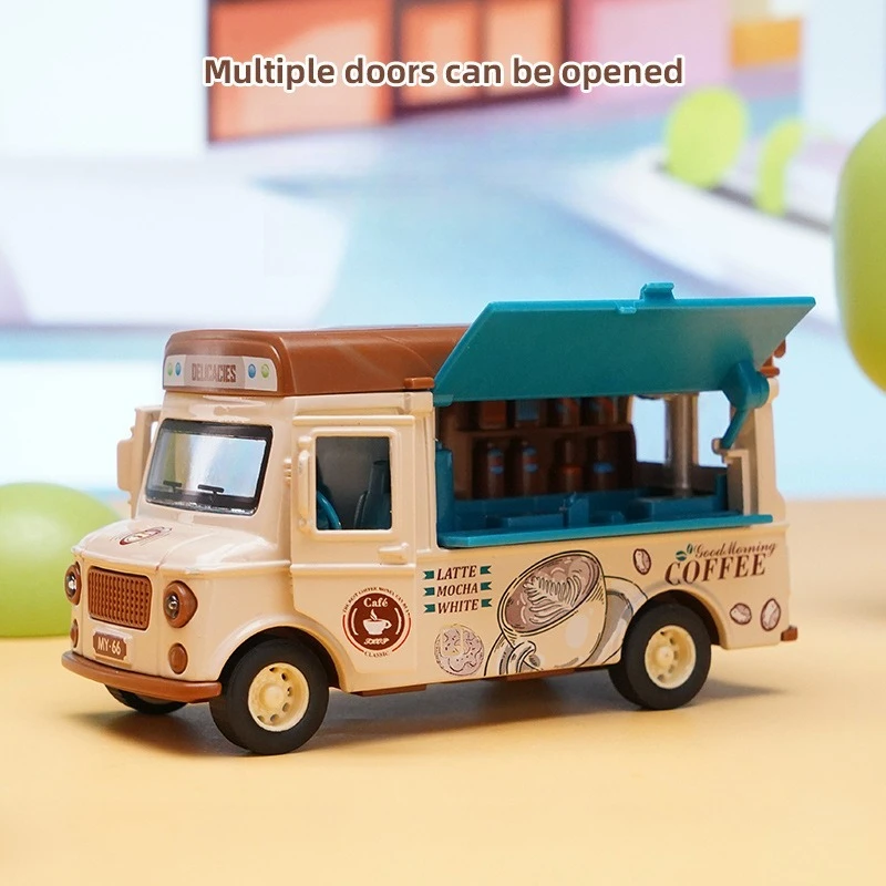 Coche de comida rápida extraíble versión Q 1:36, modelo de coche de aleación, hamburguesa, inducción magnética, novedad, juguete con sonido y luz, regalo para niños