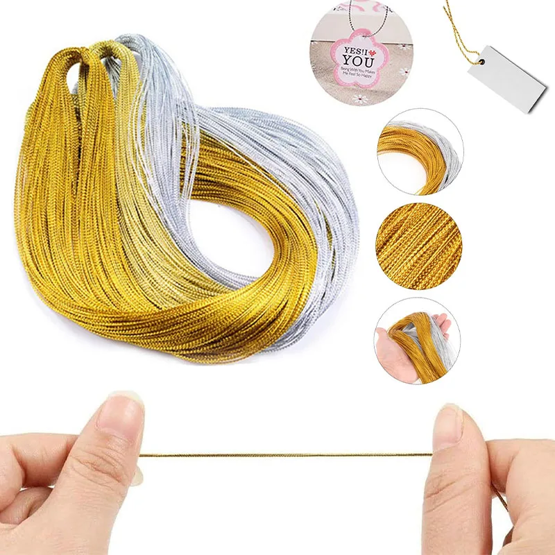 

Glitter Gold and Silver Thread Hang Tag String Strap Jewelry Making DIY Handmade Crafts Packing Gift Tags Cord Hanging Tags Rope