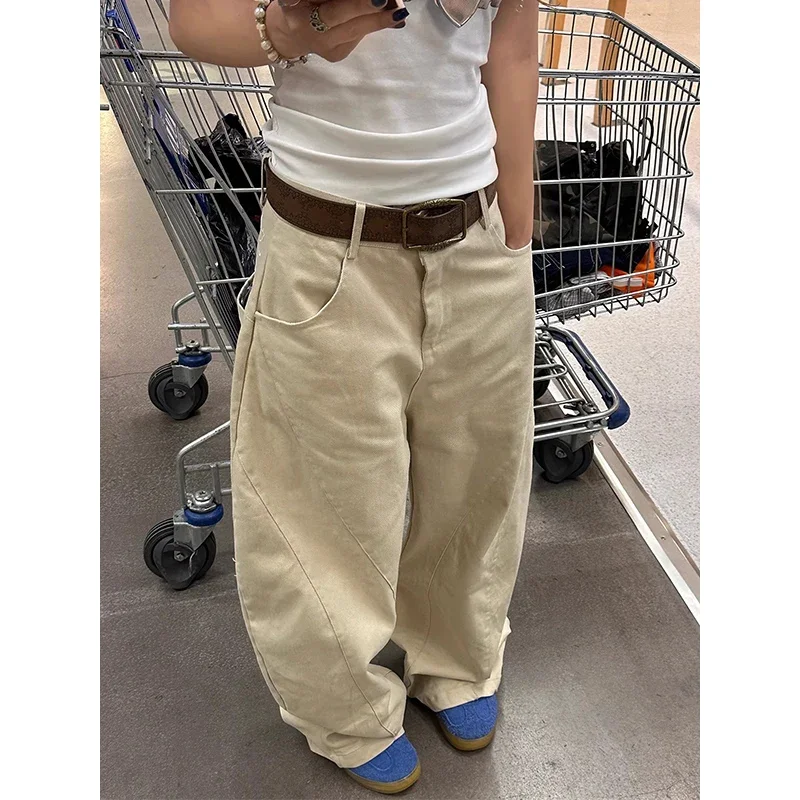 Mulheres vintage gráfico bordado y2k carga jeans harajuku oversize perna larga calças jeans japonês 2000s 90s emo namorado calças