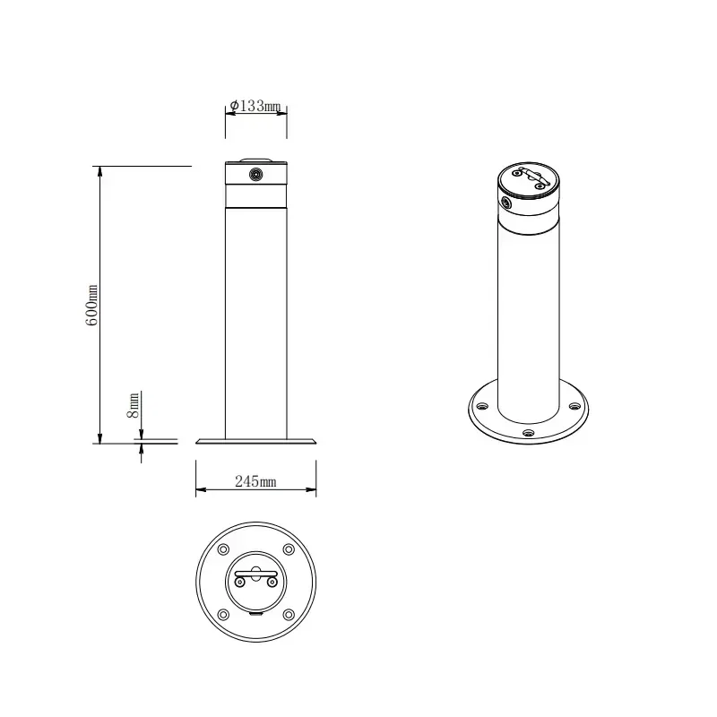 Stainless Steel Manual Surface Mount Parking Bollard Key Driveway Street Removable Bollard