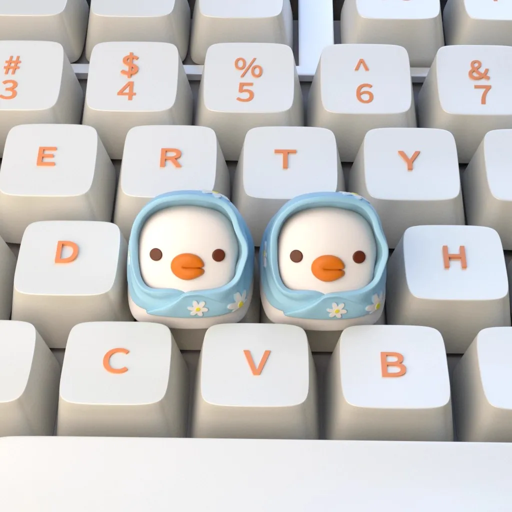 

Колпачки для клавиш с изображением утки, индивидуальные полимерные колпачки для клавиш Kawaii, сделай сам, оригинальные креативные колпачки для механических украшений для клавиатуры