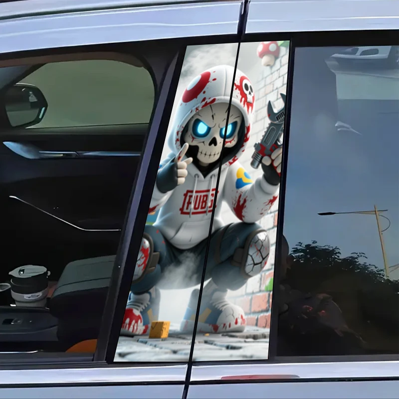 2-delige coole Skull Mechanical Warrior-autostickers - geïnspireerd door het Starry Night-ontwerp van Van Gogh, duurzaam glanzend vinyl