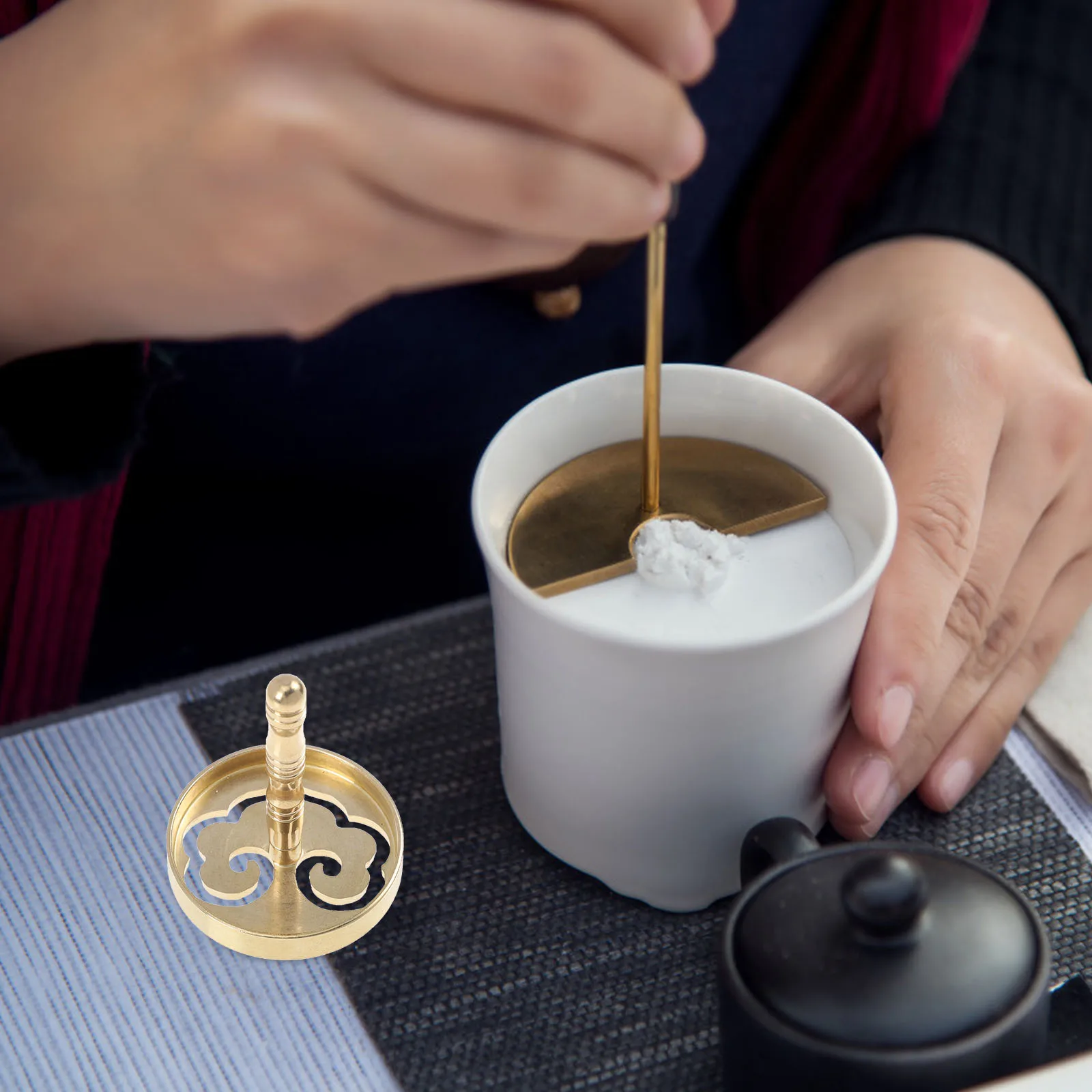 

1pc Incense Ash Press Tool Copper Censer Supply For Home Temple Office Use Incense Burner Accessories Ash Pressing Mold