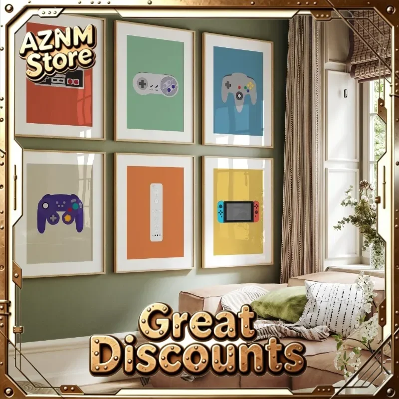Minimalist Video Game Poster Modern Cartoon Controller GamePad Prints Canvas Painting Wall Art for Game Room Decor Gaming Gif
