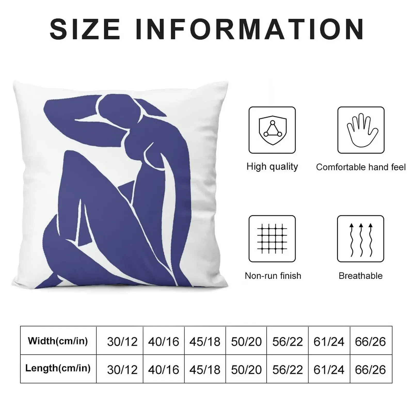 Matisse Cut Out Figure #2 Blue Throw Pillow Couch Cushions christmas supplies Pillowcases pillow