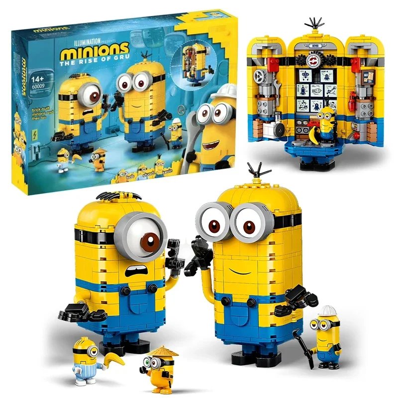 MINISO Disney Mini Cute Brick-built Minions and their Lair Building Bloks 75551 Brick Model Toys Ornament Child Birthday Gift