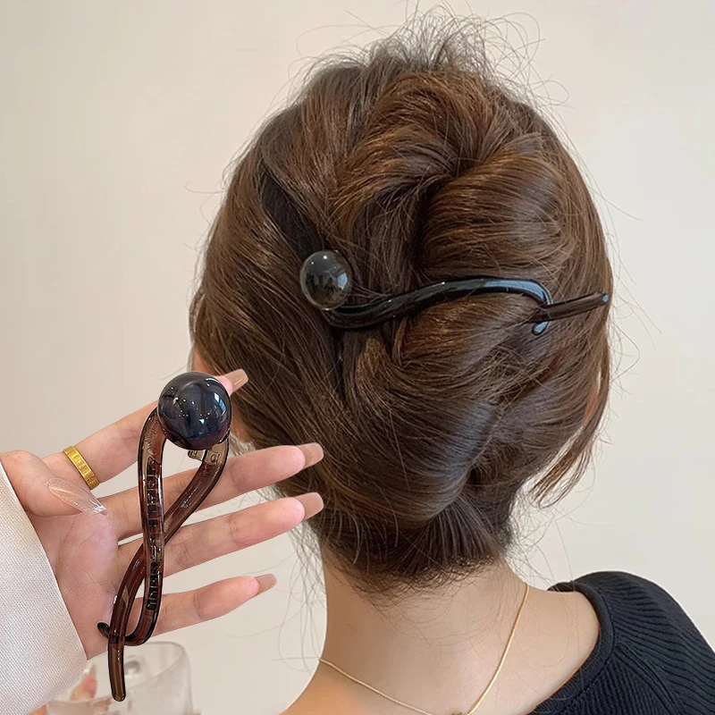 6er-Set Perlen-Haarspangen: Neue gedrehte Haarklammern im Hai-Design, Kunststoff-Haarspangen mit Acrylperlen für Damen