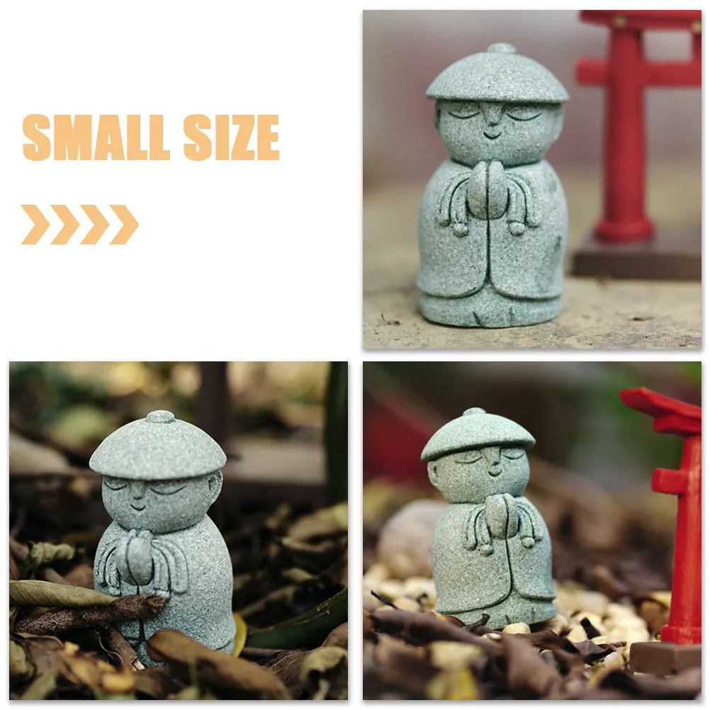 

Small Prayer Statue Decorative People Decorate Sculpture Green Sandstone Indoor