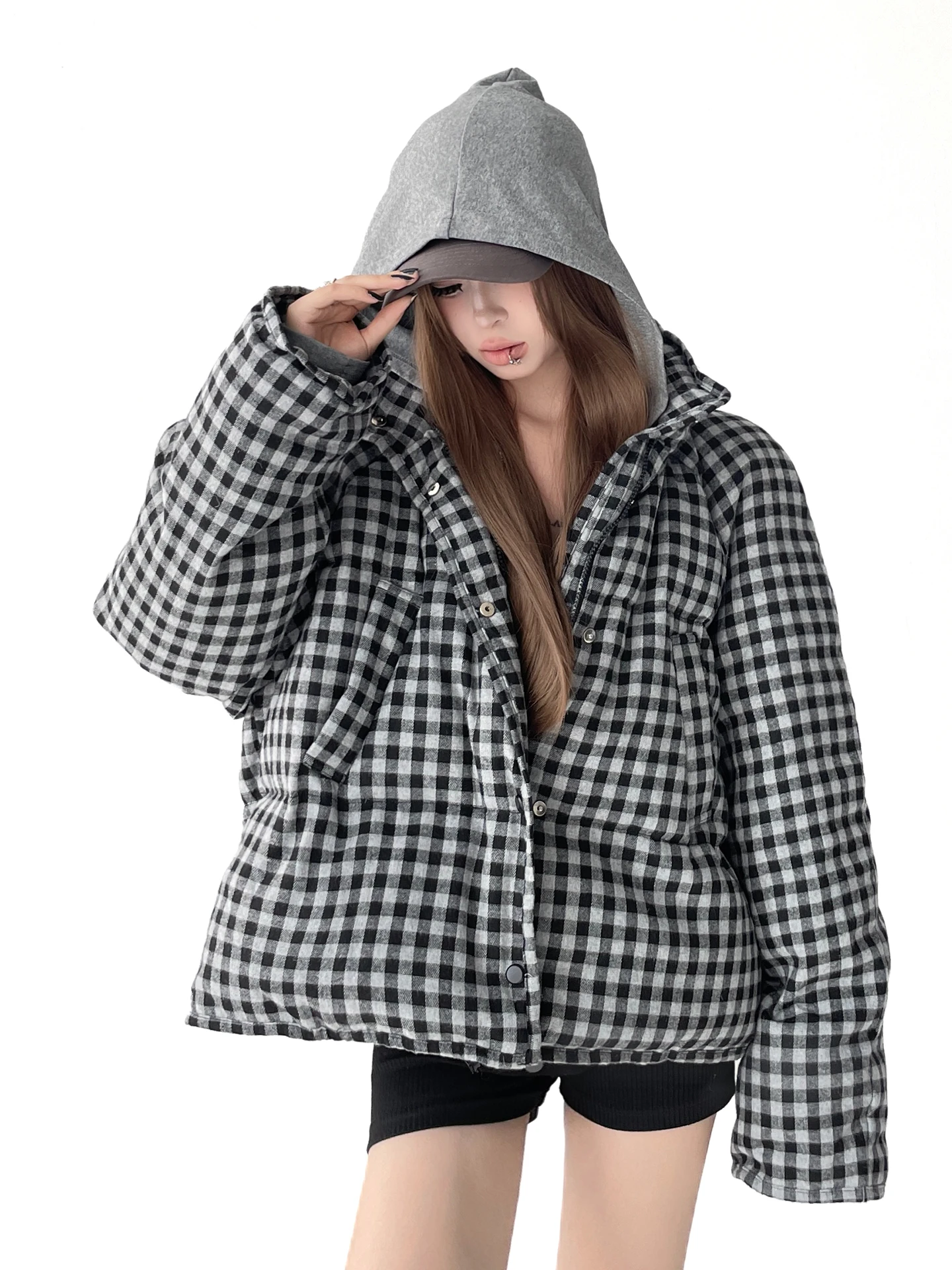 الشارع Sle الكورية الرجعية منقوشة الملمس المرأة أسفل Jaet 2025 شتاء جديد ort فضفاض دافئ الأبيض Du أسفل معطف #5