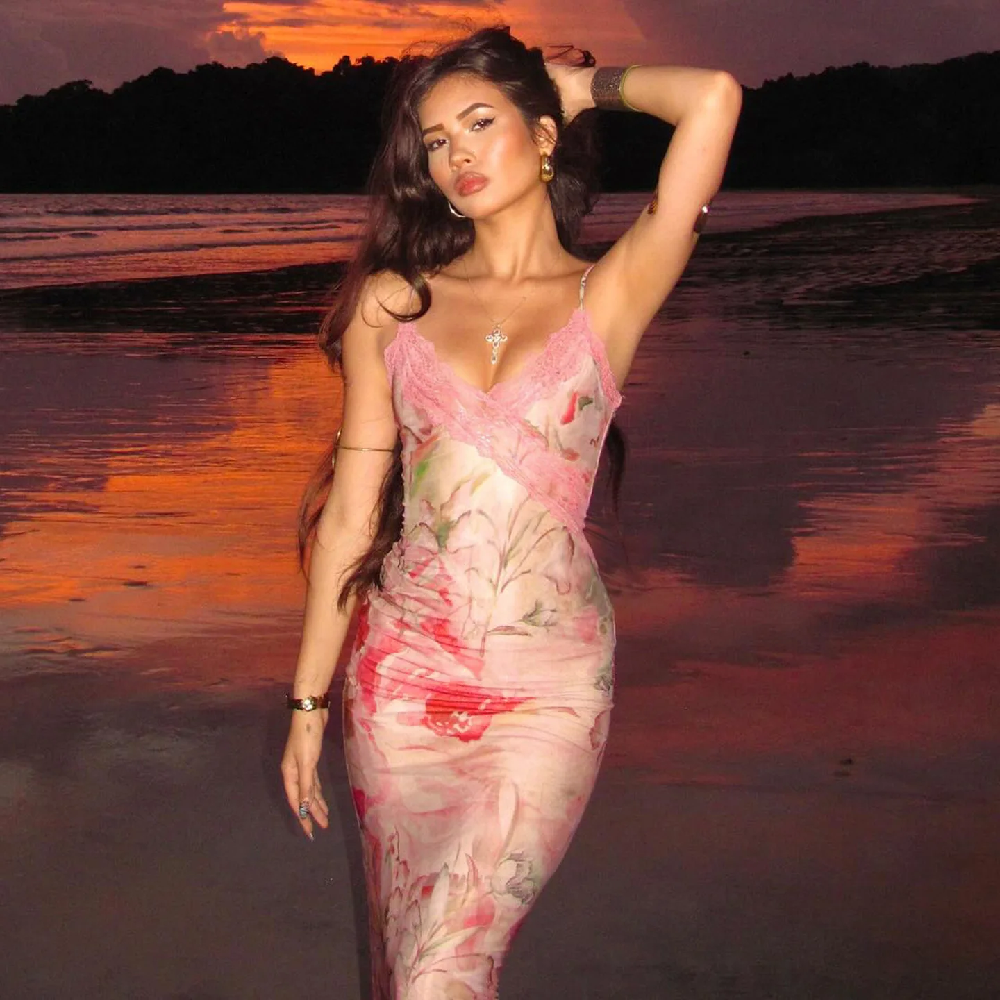 Sukienki maxi z koronkowym wykończeniem w stylu Y2K, retro, z dekoltem w serek, bez rękawów, z kwiatowym nadrukiem, eleganckie, z wysokim stanem, damskie, na imprezę, wakacje, vestidos