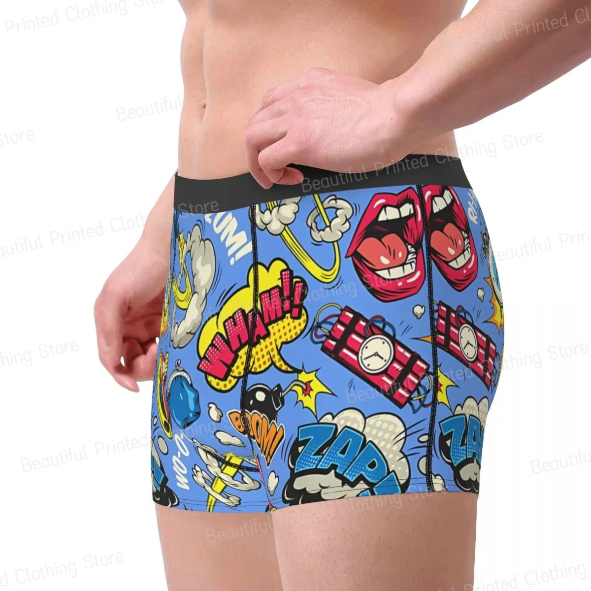 Comic Book Graphics Men Boxer Briefs Underwear Pop Art Graffiti Highly Breathable High Quality Gift Idea