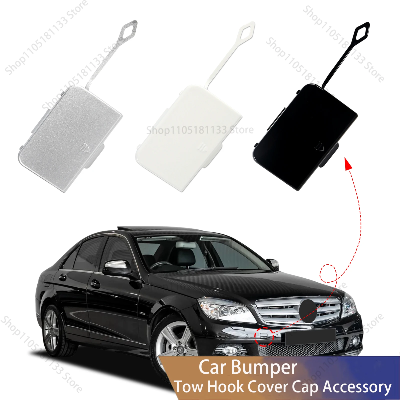 For Mercedes-Benz C350 C300 C280 C250 C220 C200 C180 W204 Front Bumper Tow Hook Cover Direct Replacement for 2007-2011 Models