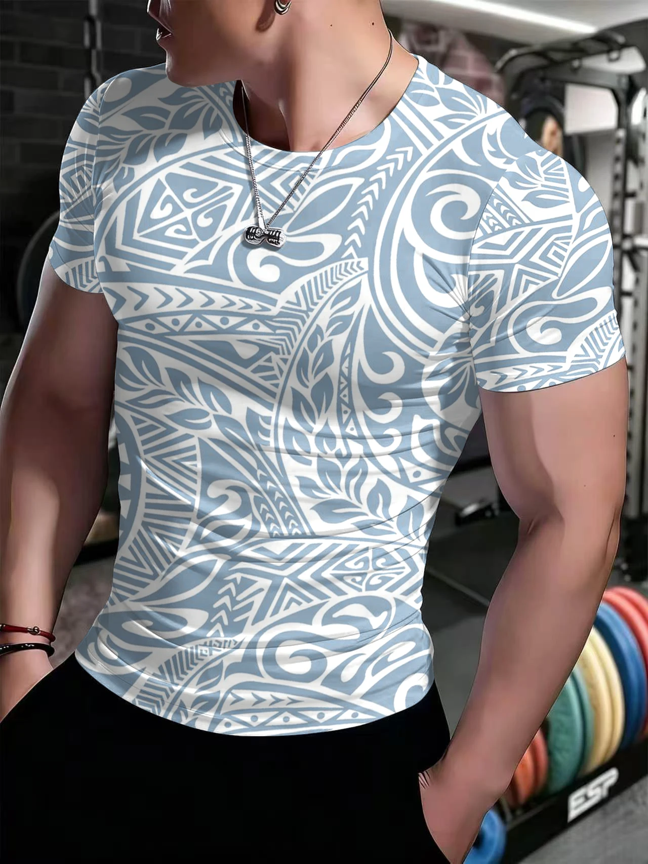 Herren-Sport-T-Shirt mit kurzen Ärmeln und hoher Elastizität, ideal zum Laufen im Freien, für das Training und als bequeme Freizeitkleidung; atmungsaktives Fitness-Oberteil. – Detail 5