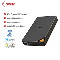 SSK Portable Wireless External Hard Drive  Smart Hard Disk 1TB Cloud Storage WiFi Remote Access HDD Case for Tablet Laptop USB