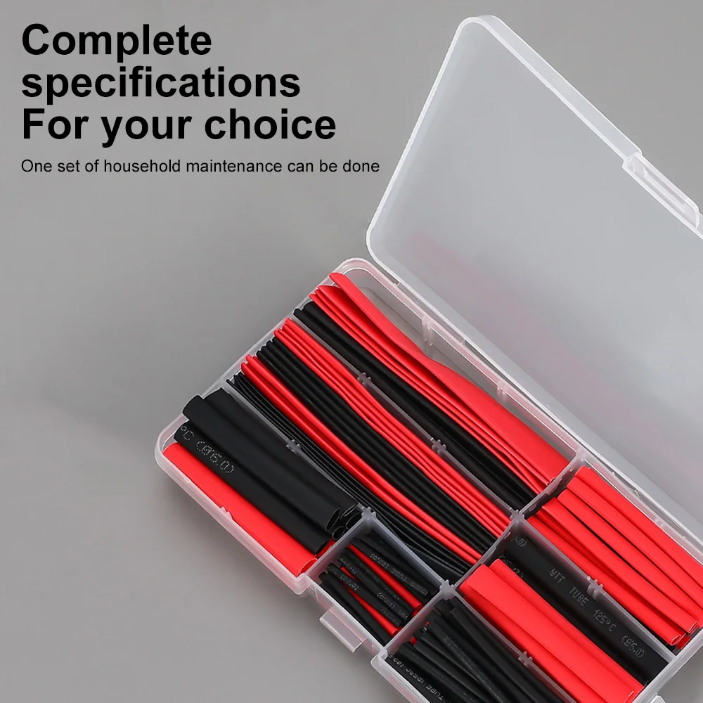 150pcs Thermoresistant Tube Heat Shrink Wrapping Kit Assorted Wire Cable Sulation Sleeving 2:1 black red Heat Shrink Tubing